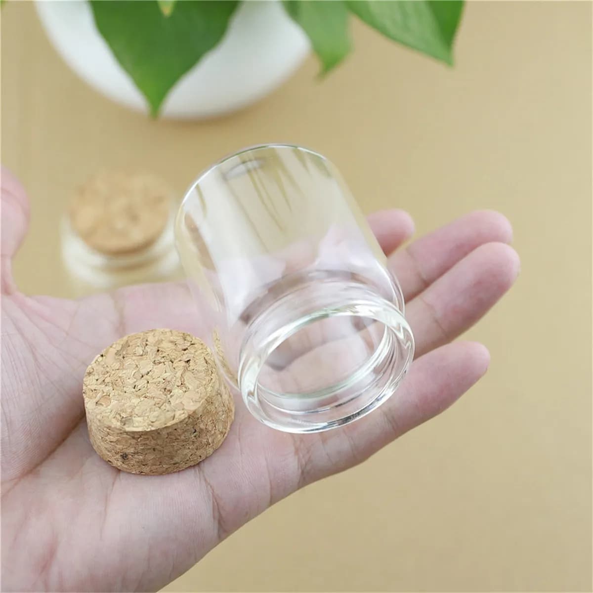 6 pezzi 47*60mm 60ml tappo di bottiglia di vetro di sughero vaso di stoccaggio piccante contenitori di bottiglie vasetti di stoccaggio di spezie di vetro fiale mestiere fai da te