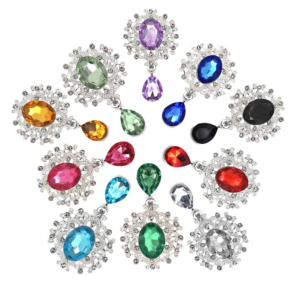 NUOVO 26 * 46mm 10 pezzi spilla con strass di cristallo accessori biglietto d'invito per matrimonio fai da te confezione regalo in vetro di vino decorazione creativa