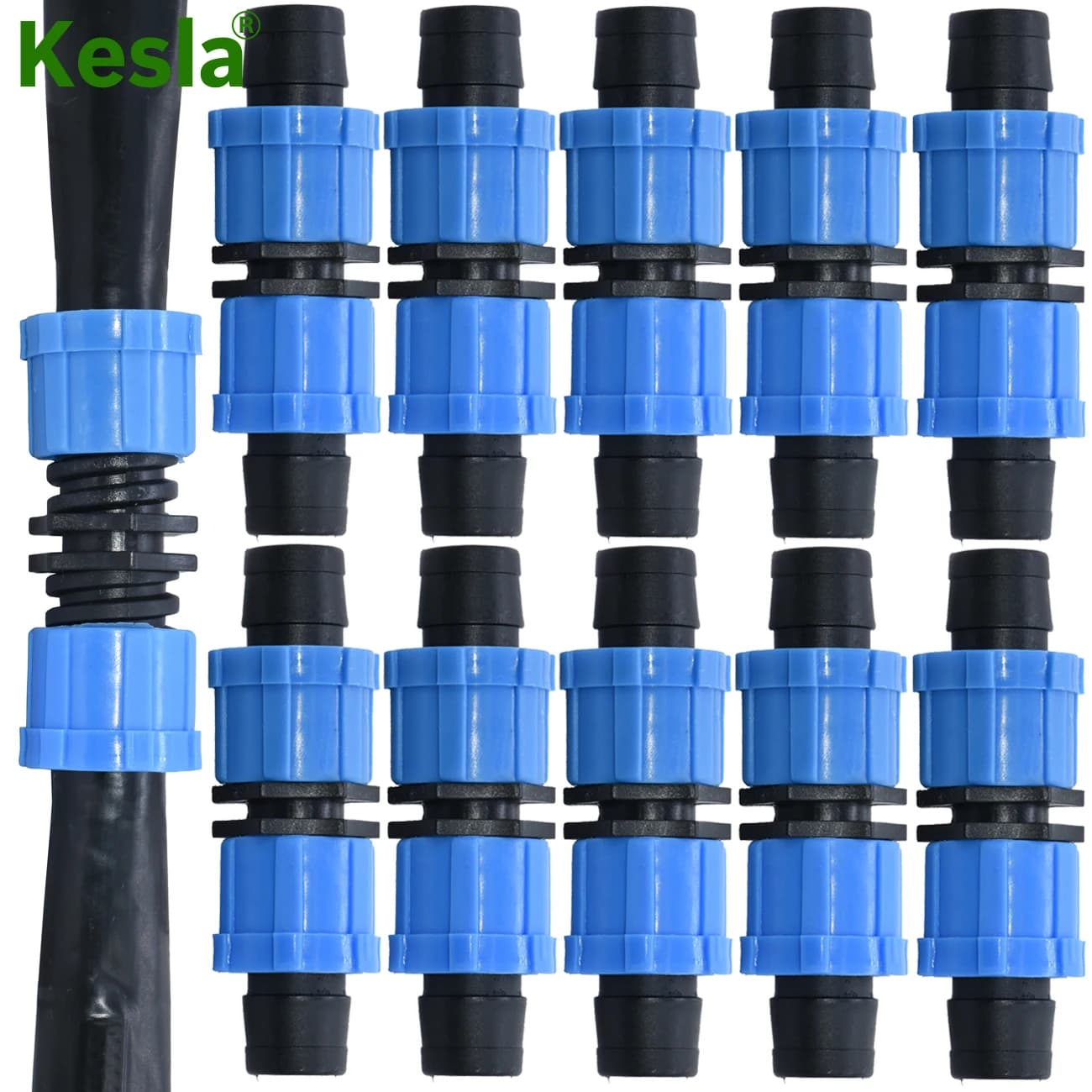 Giunti a nastro antigoccia da 20 pollici da 5/8 pollici per irrigazione 16mm riparazione tubo flessibile connettore rapido a 2 vie blocco filetto prolunga serra