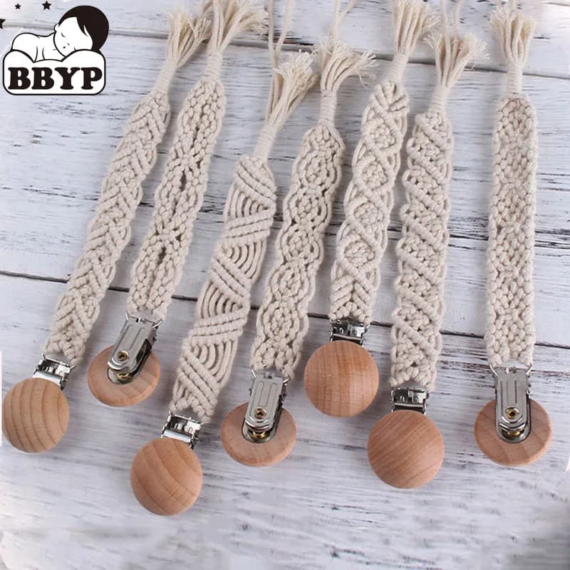All'uncinetto Ciuccio Clip Catena Corda di cotone intrecciata BPA-free Fai da te Manichino Porta capezzoli Succhietto Dentizione del bambino Giocattoli masticabili Regali per la doccia