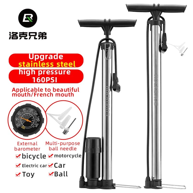 ROCKBROS Pompa da pavimento per bici Pompa da ciclismo ad alta pressione Pompa per pneumatici per bicicletta da strada MTB Pompa per bici in piedi Pompa a mano per bici in piedi