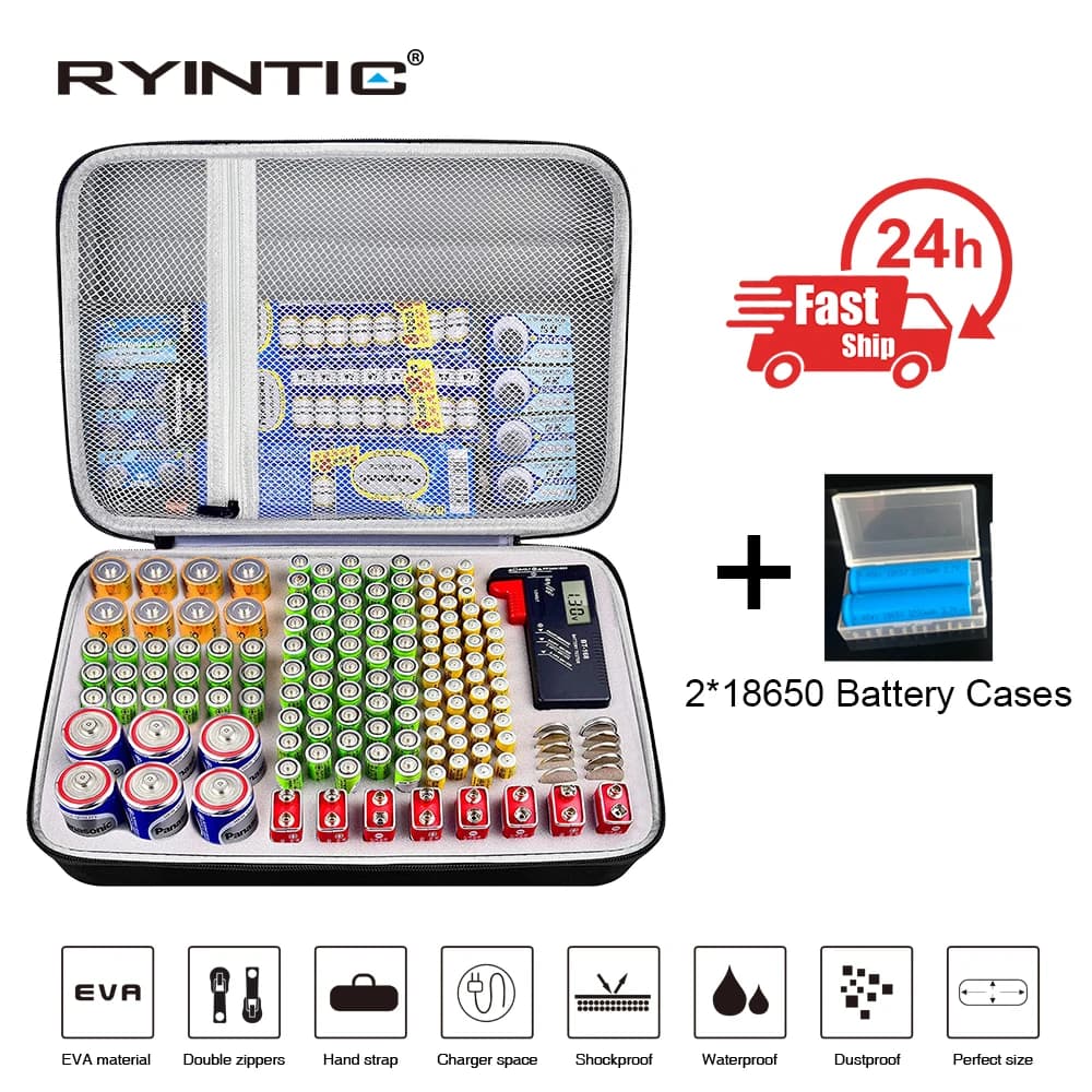 146 pz portatile Hard EVA antiurto AA/AAA/C/D/9V/3V LR44 batteria Organizer custodia scatola supporto contenitore Tester per Battey