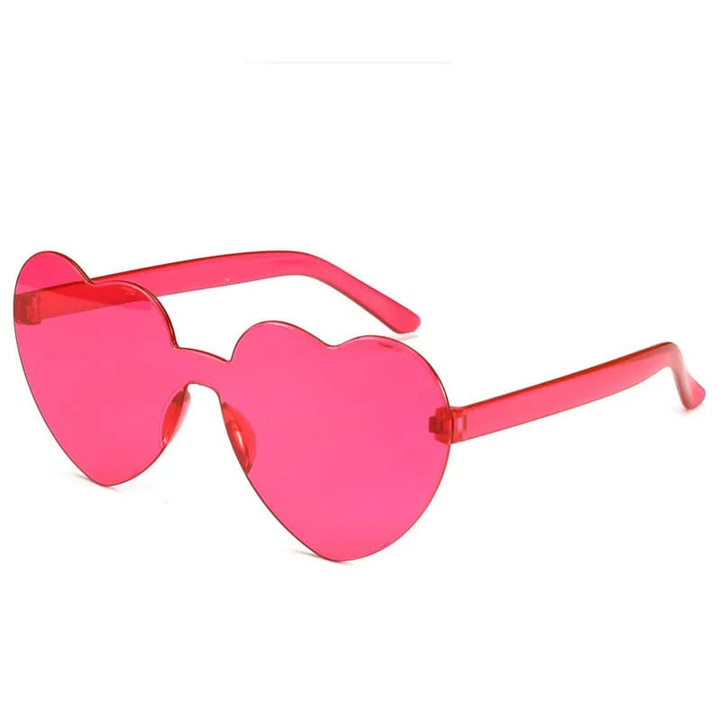 Love Heart Shape occhiali da sole donna montatura senza montatura tinta trasparente lenti colorate occhiali da sole donna rosso giallo sfumature viaggio
