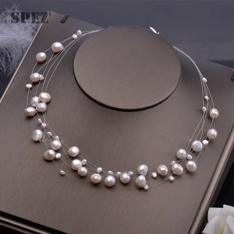 Collana di perle d'acqua dolce naturali per le donne Girocollo a strati di perle barocche Accessori per gioielli placcati in oro moda Chiusura 2021