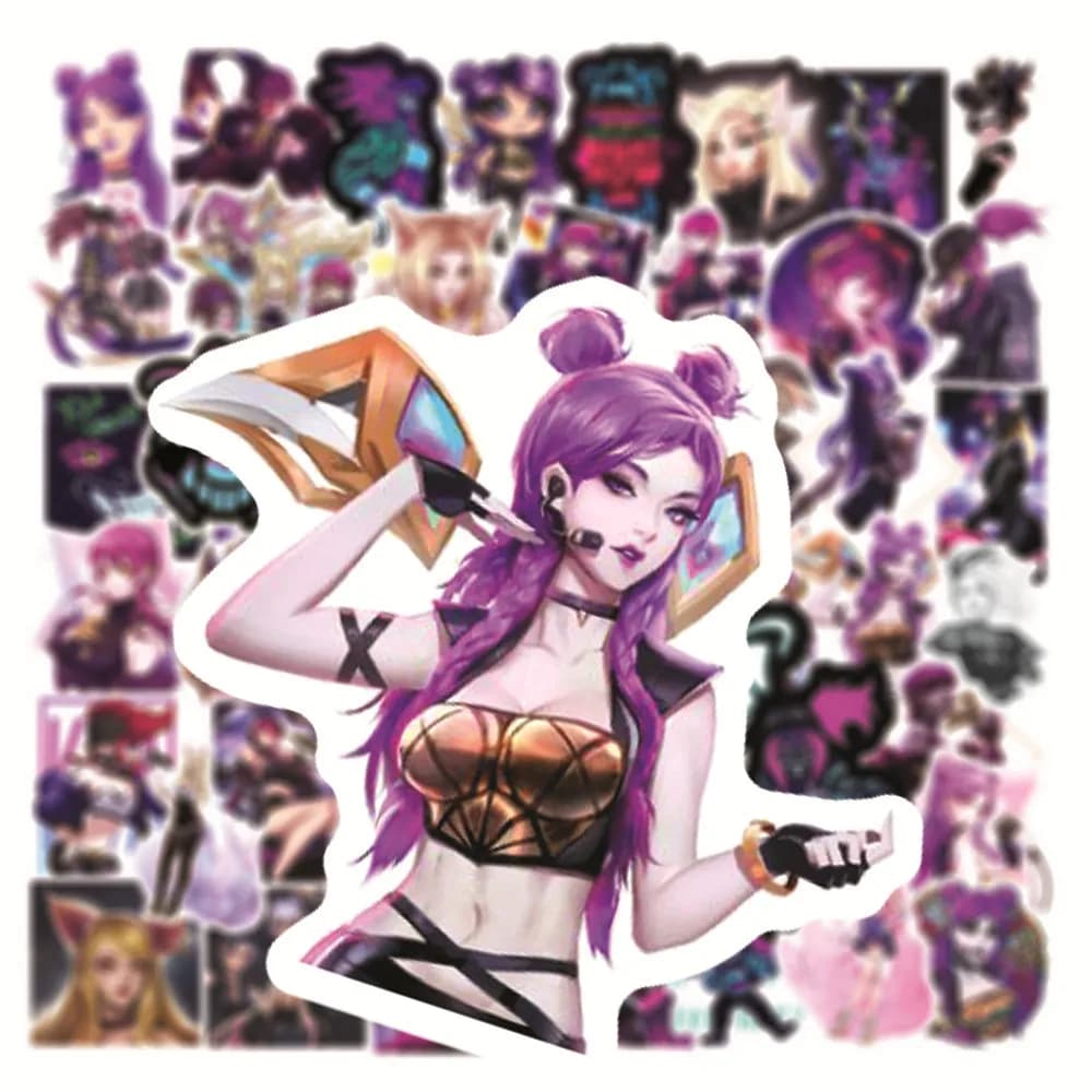 10/30/50PCS Game LOL KDA Anime Stickers for Laptop Water Bottle Skateboard Scrapbooking Waterproof Kids Decal Sticker Packs