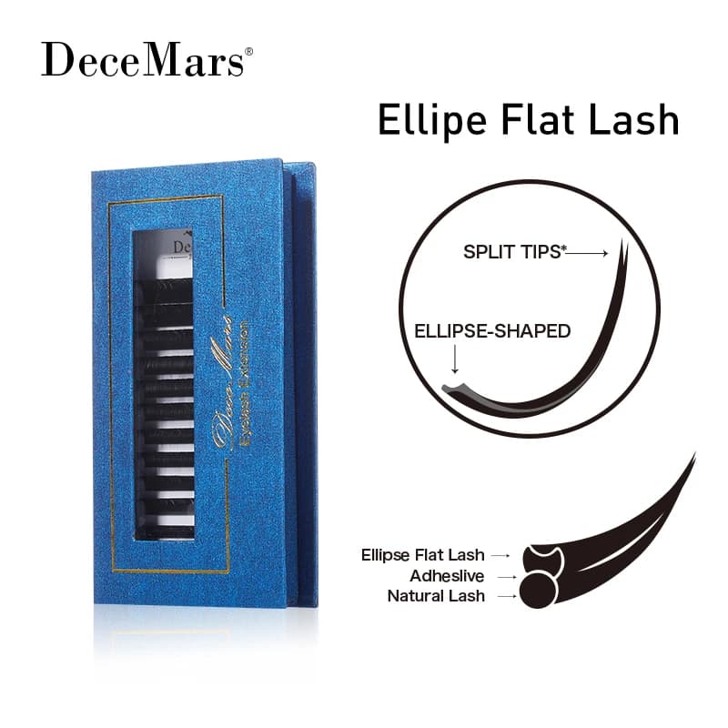DeceMars ellisse estensione ciglia piatte punte morbide visone individuale leggero