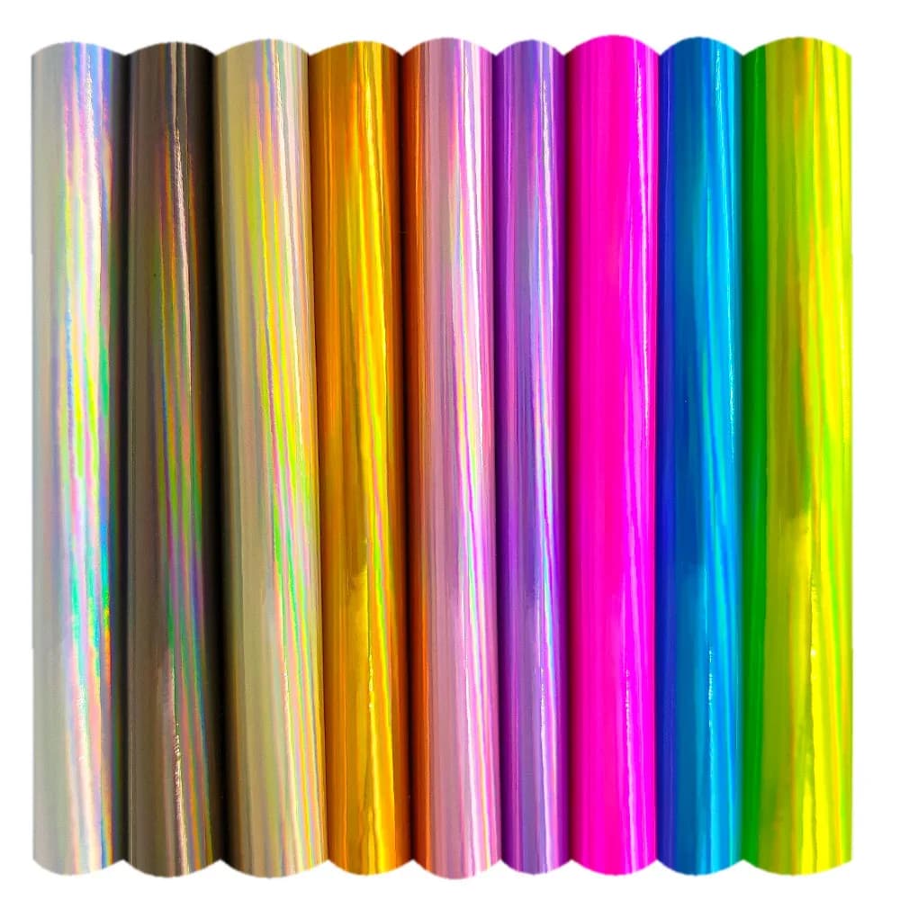 Laser Holographic Rainbow Mirrored PU Leatherette Bag DressSewing Fabric Craft Cloth DIY Handmade Material A5 Sheet 20cm x 15cm