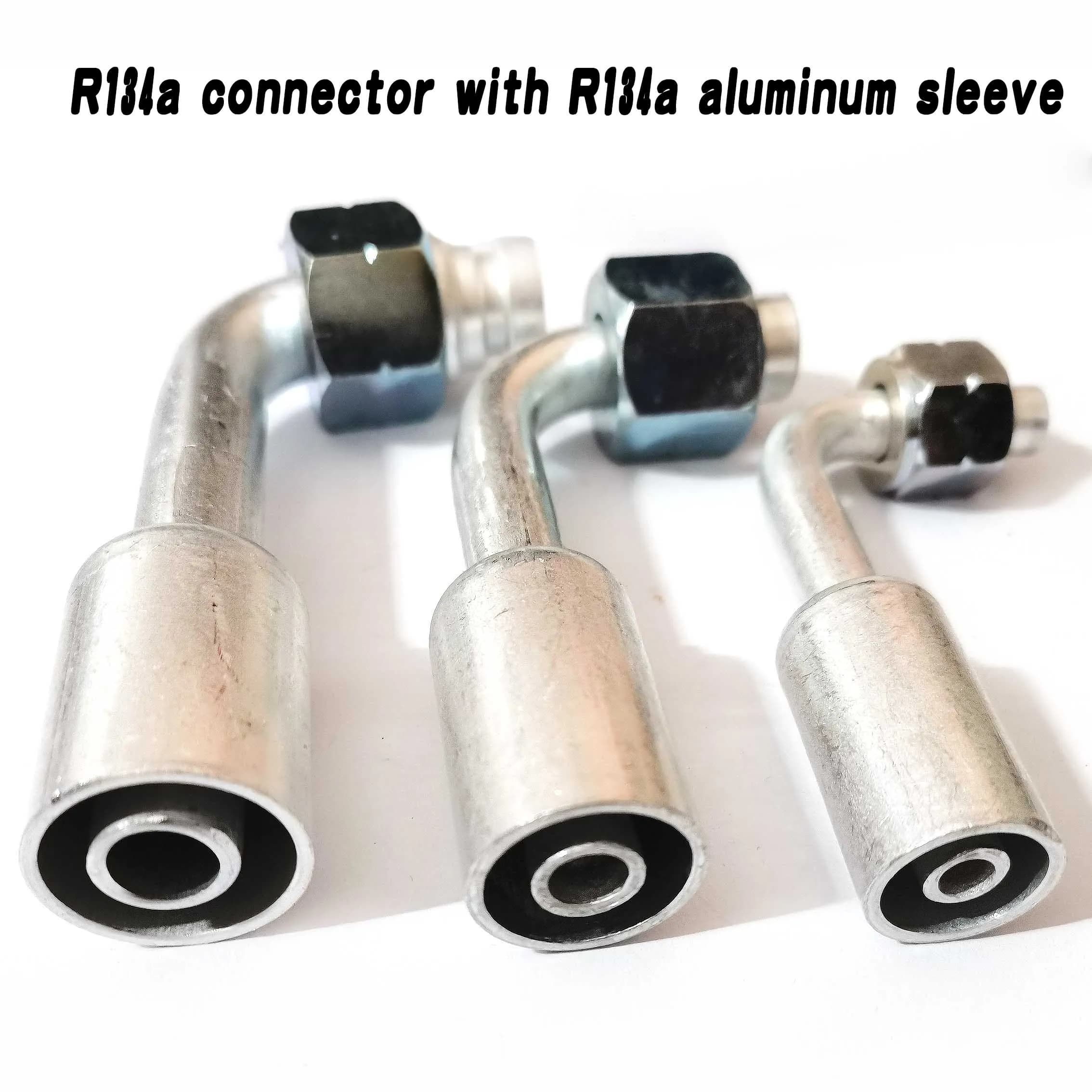 # 6 # 8 # 10 R134a 90 Degree with R134a Aluminum Sleeve Barb O-Ring Thread for Auto A/C Air Conditioning Lower Barrier Hose