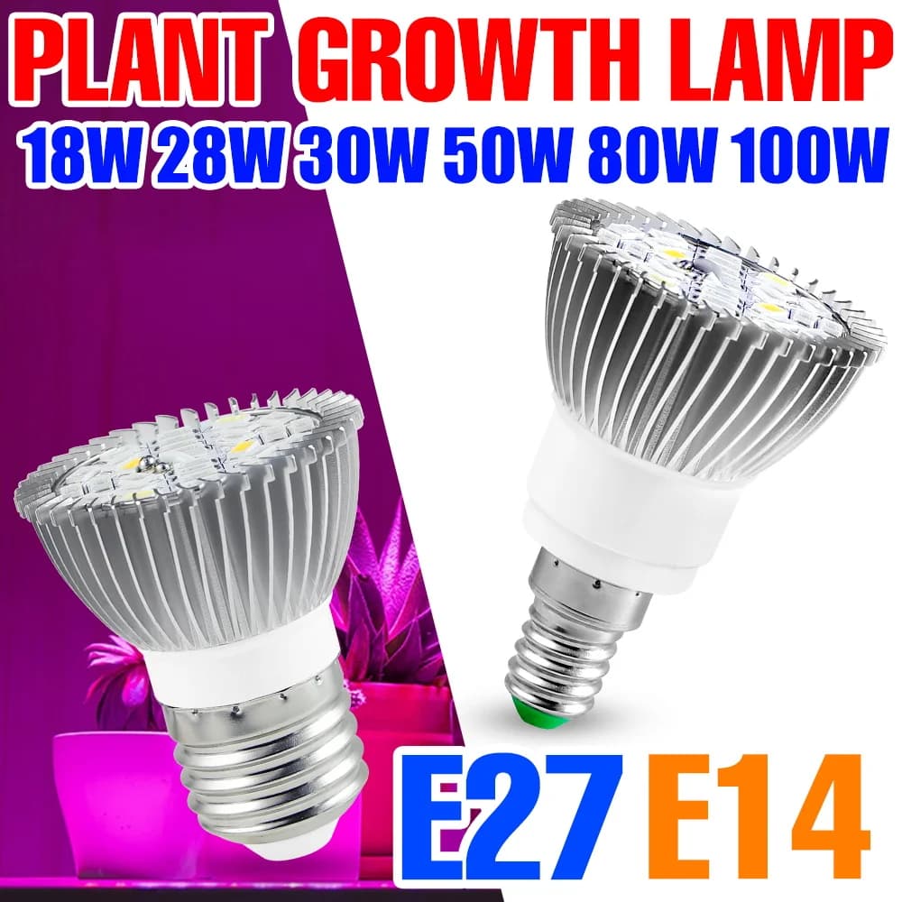 LED Lamp for Cultivation Plants Complete Mirror E27 E14 220V, Lamps Fito for Lighting Serra 18W 28W 30W 50W 80W 100W, Lamps for Flowers and Seeds