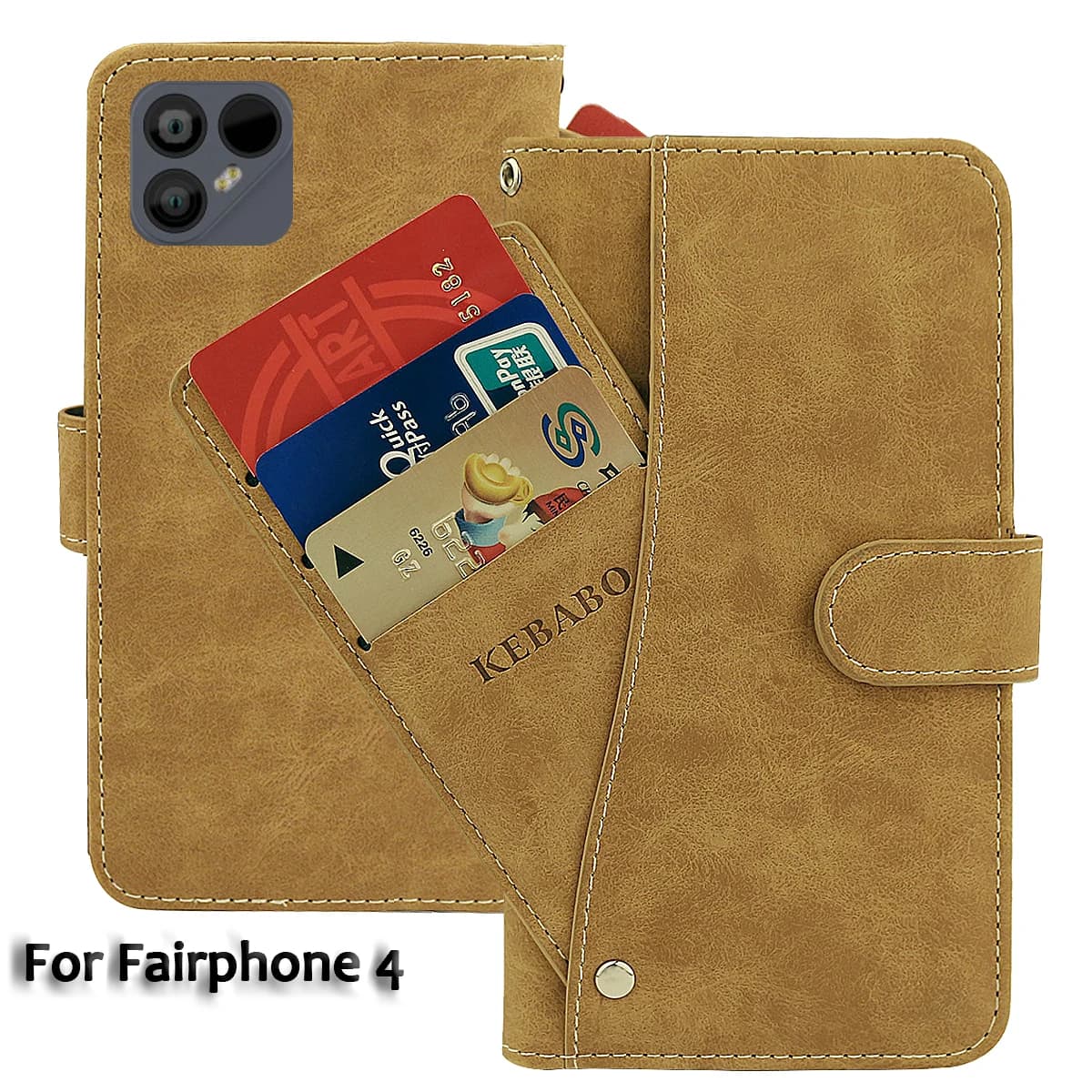 Portafoglio in pelle vintage Fairphone 4 Custodia da 6,3" Flip Slot per schede di lusso Cover Magnete Custodie protettive per telefono Borse