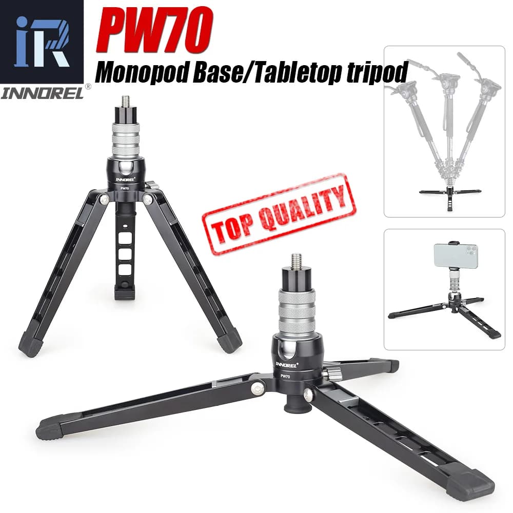 PW70 Mini Treppiede Monopiede Base Del Supporto per La Macchina Fotografica Dslr Gopro Cellulare di Montaggio in Metallo Flessibile Desktop da Tavolo Tripode con Testa a Sfera