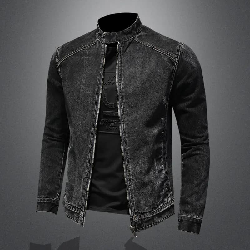 Uomo Vintage Stand Collar Pilot Coat Denim Bomber Jacket Plus Size 5XL Slim Fit Zipper Jean capispalla moda Mens Biker giacche