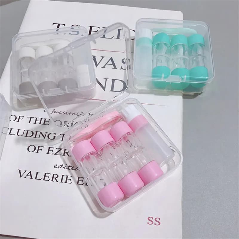 3 PC RGP double-ended multi-pack contact lens case Solid color beauty lens case contact lens storage box can as gift