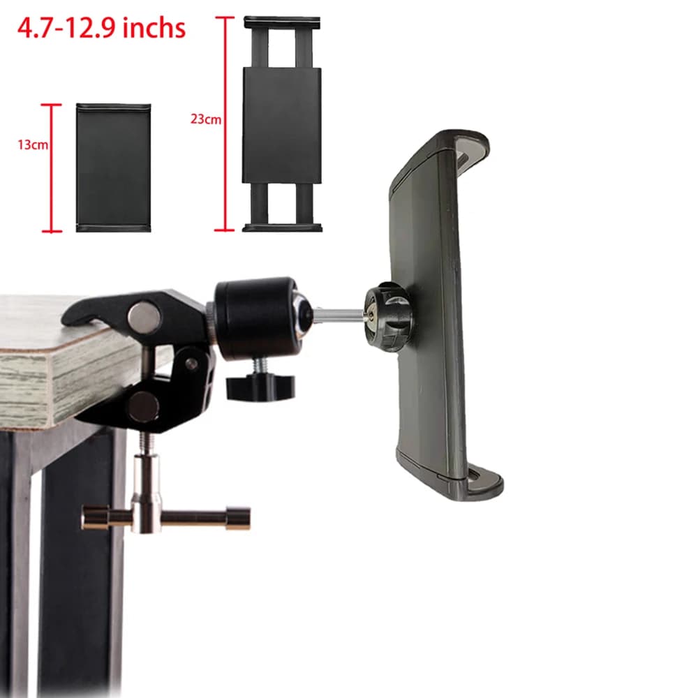 Tablet Desktop Stand for Microphone Holder Mobile Phone Mount for Apple iPad for iPhone 4.5 to 12.9 Inch Car Stroller Bracket