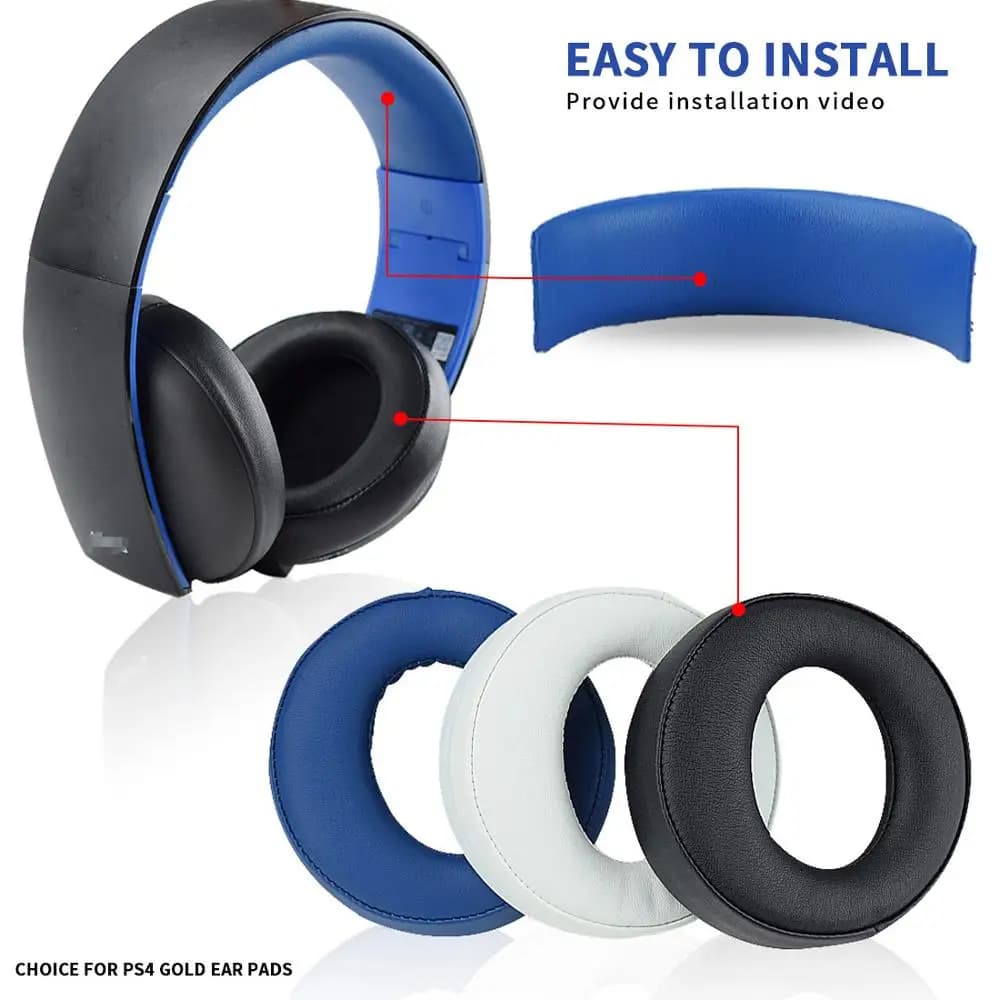 Cuscinetti auricolari di ricambio fascia per cuscino per auricolare Stereo Wireless SONY PS3 PS4 Gold CECHYA-0083(L + R)- Jet Black [vecchio modello]