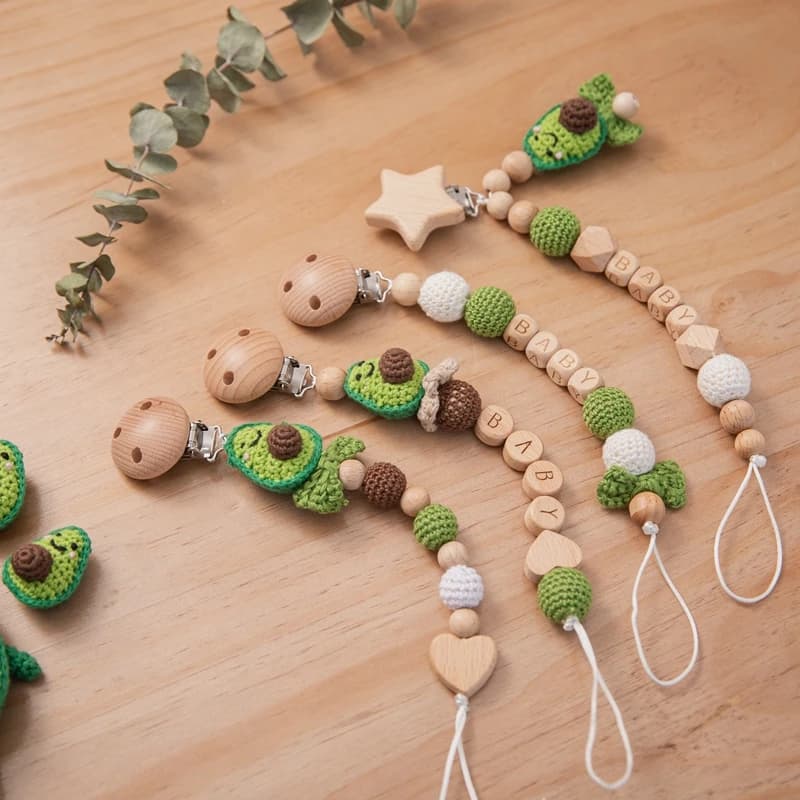 1 pz Baby ciuccio catena Avocado cartoni animati uncinetto animale Silicone perline porta capezzoli massaggiagengive giocattoli dentizione per bambini regali per bambini