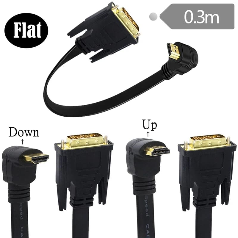 Flat Slim 90 gradi compatibile con HDMI a cavo DVI maschio 24 + 1 DVI-D adattatore maschio per HDTV proiettore DVD PlayStation 4 PS4/3 TV BOX