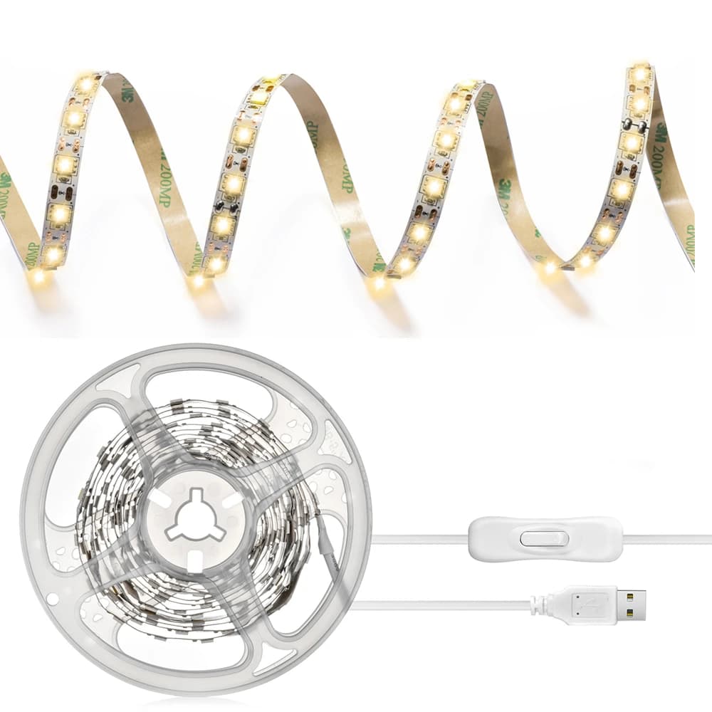 USB HA CONDOTTO LA Luce di Striscia Lampada Flessibile 1M 2M 3M 4M 5M Nastro Diodo SMD 5050 DC5V Scrivania Schermo TV Sfondo Illuminazione Luci Dell'armadio