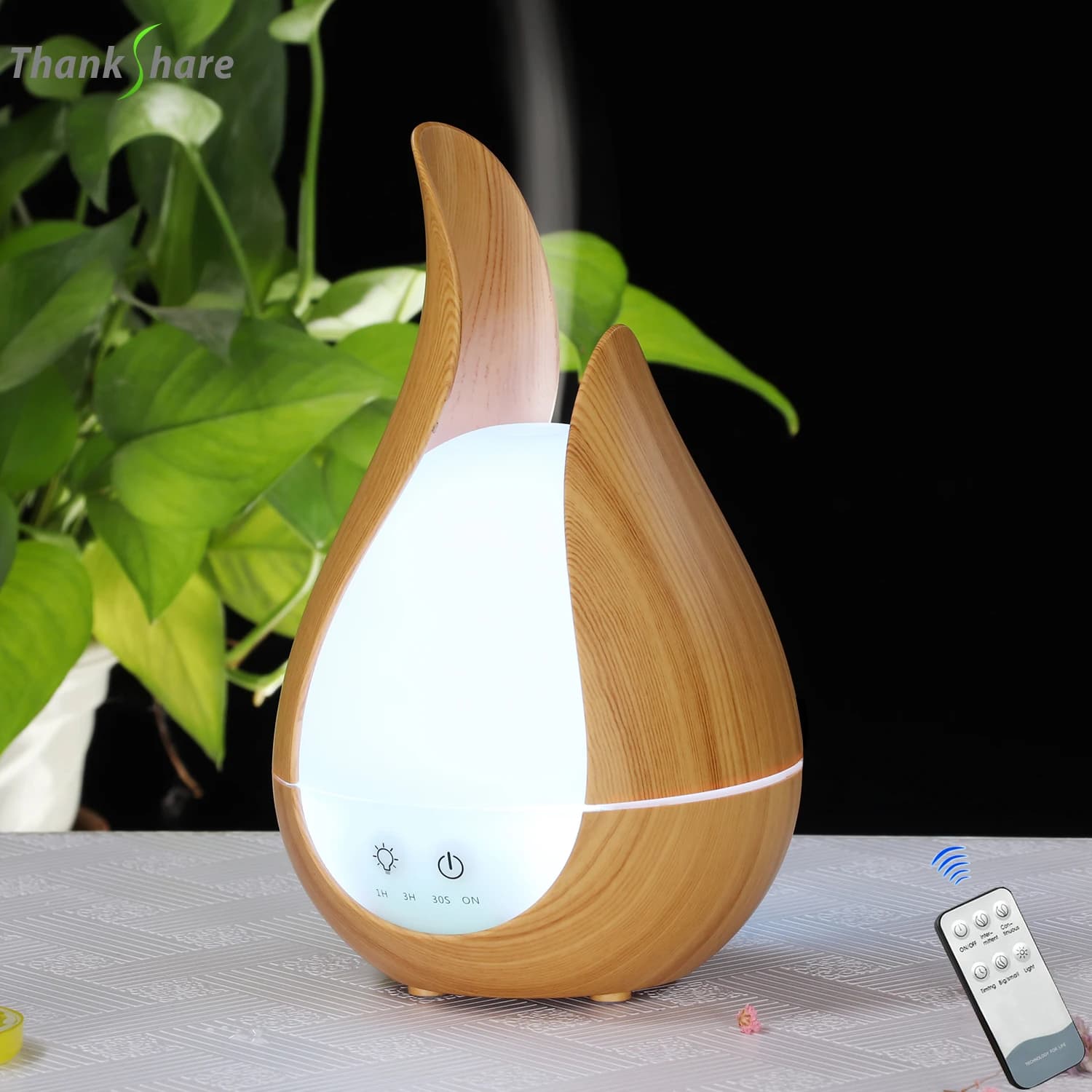 Umidificatore d'aria Aroma essenziale Diffusore di oli Ultrasuoni Grano di legno Mist Maker con touch screen intelligente Controllo remoto Casa