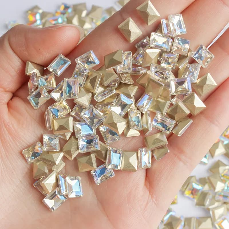 6 x8/8 x10mm Strass per unghie rettangolari Crystal Shiny 3D Strass gemma pietra Manicure Nail Art decorazione Charms gioielli