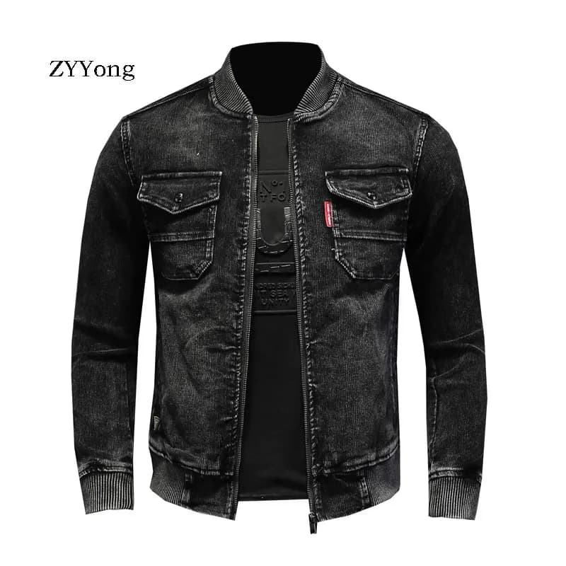 Collare del basamento Bomber Pilot Nero di Velluto A Coste Giacca Cappotti Da Uomo Moto Sottile Casual Abbigliamento Cappotto Outwear Ropa Hombre