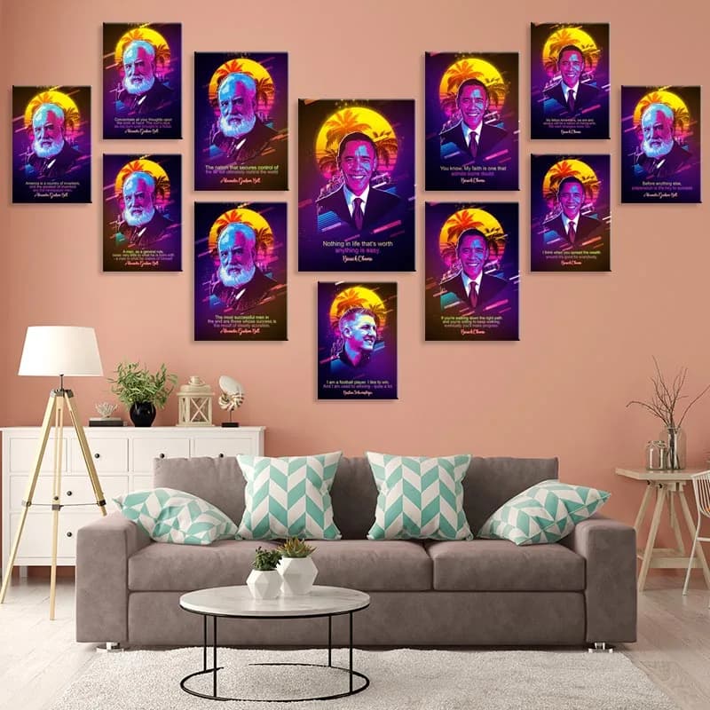 Frameless Alexander Graham Bell Wall Art Print on Canvas Nordic Painting Posters & Prints Wall Images
