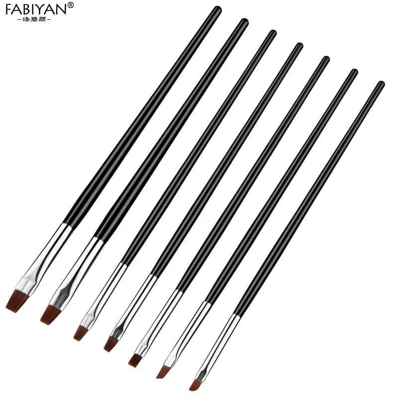 Pennello per nail art da 7 dimensioni Penna da disegno acrilica piatta Smalto gel UV Design francese Pittura Estensione Strumenti di rivestimento Set Manicure