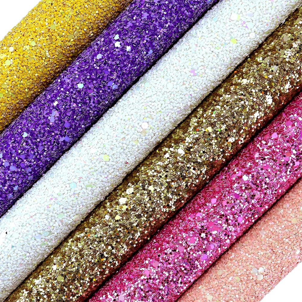 30x134cm Pink White Plain Solid Hexagonal Chunky Glitter Fabric Twill Backing Leather Roll For Bows Decoration DIY AY076