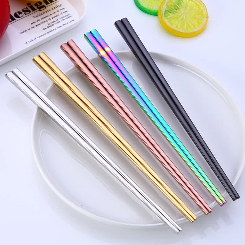 Spklifey 1 paio di bastoncini coreani in acciaio inossidabile modelli di incisione Laser bastoncini per alimenti bacchette riutilizzabili portatili Sushi Hashi