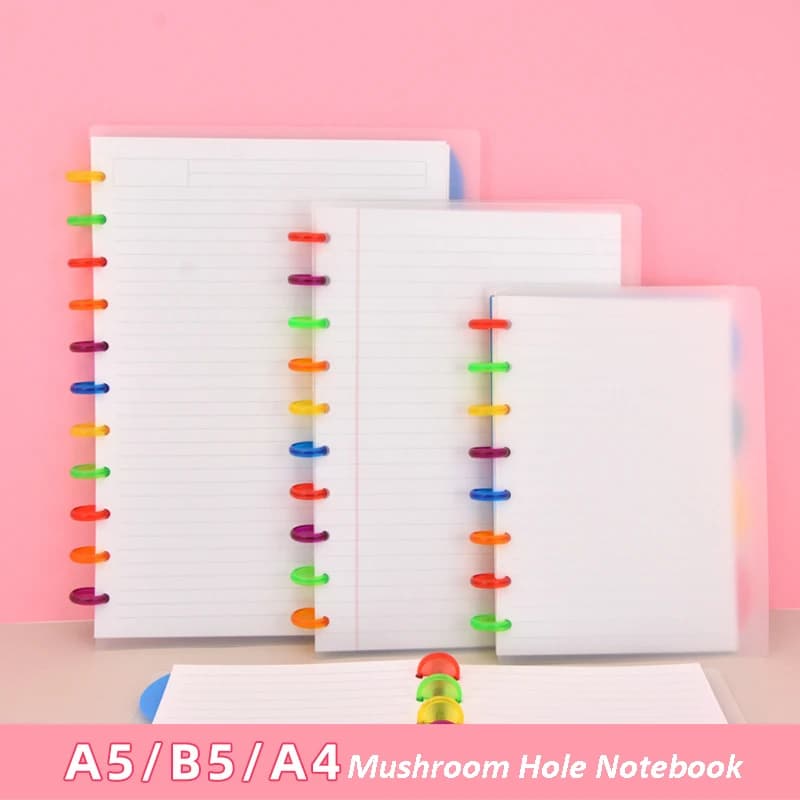 Notebook con foro per funghi copertina in PP trasparente studenti delle scuole superiori dischi per aula dischi per rilegatura pianificatore di quaderni foderato