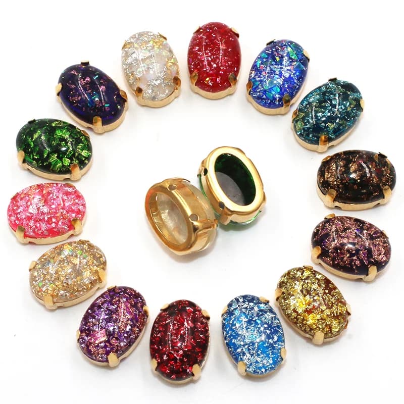 Accessori fai da te per feste forma ovale resina pietra oro artiglio Flatback strass per abbigliamento/abito da sposa decorazione/borse/scarpe