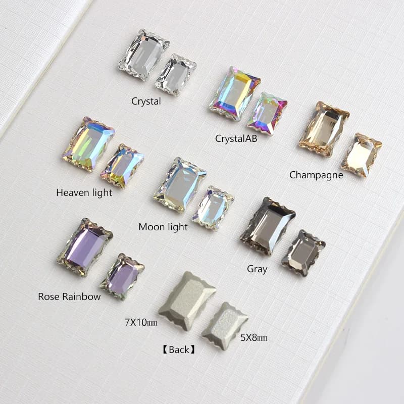 Rettangolo superficie dello specchio strass Nail art Flatback cucito strass cristalli lucidi pietre cucire su strass per i vestiti