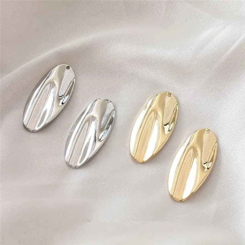 Nuovo stile 50 pz/lotto pieghe effetto geometria ovali forma ciondoli in rame gioielli fai da te orecchino/accessorio pendente indumento