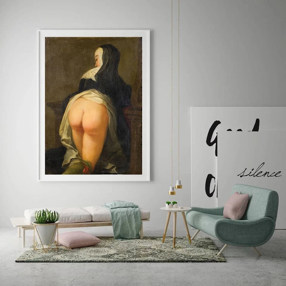 Naughty Nun Poster Sexy Ass Tela Pittura Immagine di arte della parete Divertenti stampe per il bagno Nordic Modern Bagno Home Decor Senza cornice