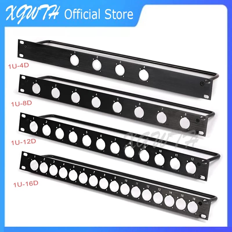 1U Rack Patch Panel 4 8 12 16 Vie Canale Flight Case Mount Per XLR Connettore Maschio Femmina Altoparlante Cavo Audio Presa di corrente 19in