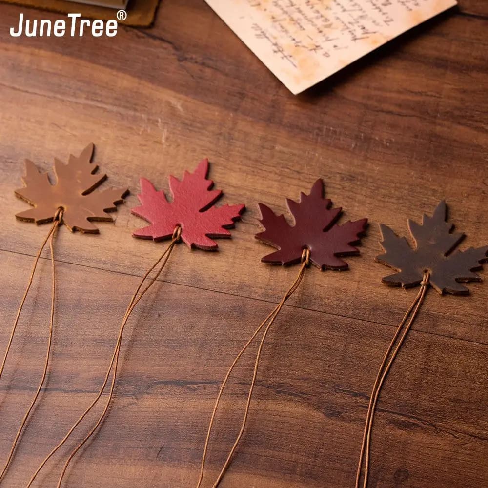 5 pieces vintage Genuine Leather Reader Bookmark friends Retro Handmade Documents diary Notebook leaf journal accessories