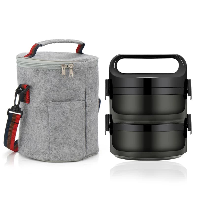 Scatola per il pranzo isolata nera a prova di perdite Contenitore per alimenti per la scuola degli studenti per bambini Set di stoviglie Bento Box portatile grande senza BPA