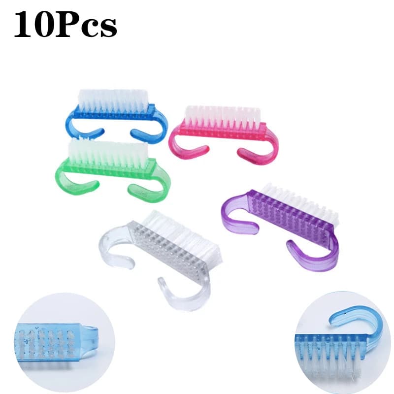 10 pz/lotto pulizia spazzola per unghie strumenti file nail art manicure pedicure morbido rimuovere la polvere spazzole per pulizia polvere di plastica