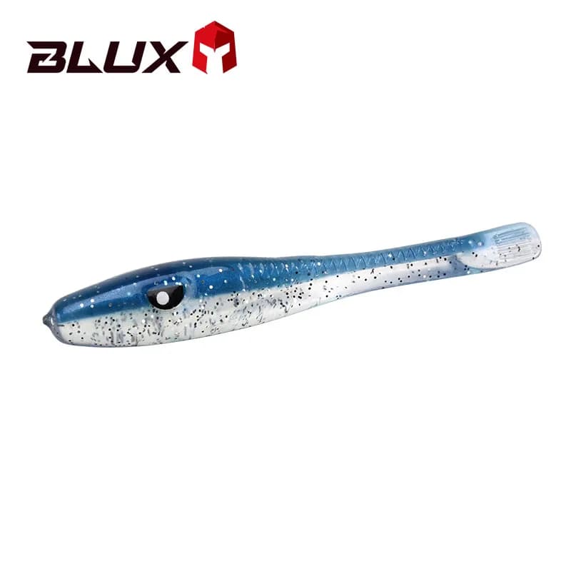 BLUX Crazy Anguila 80mm 8 pz/borsa Richiamo Morbido di Pesca Spigola Esca Artificiale Verme di Silicone Shad Needfish Acqua Salata Bass attrezzatura da pesca
