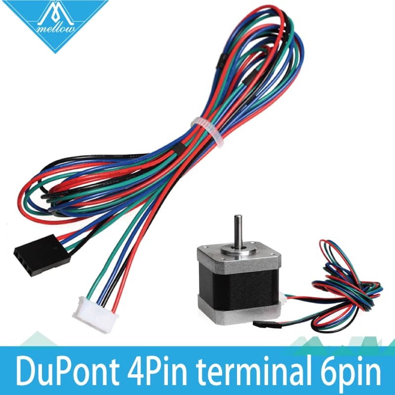 Hot! 3D printer part 10 pcs/lot 1M DuPont line HX2.54 4pin 6pin white terminal motor connector cables for step-by-step motors