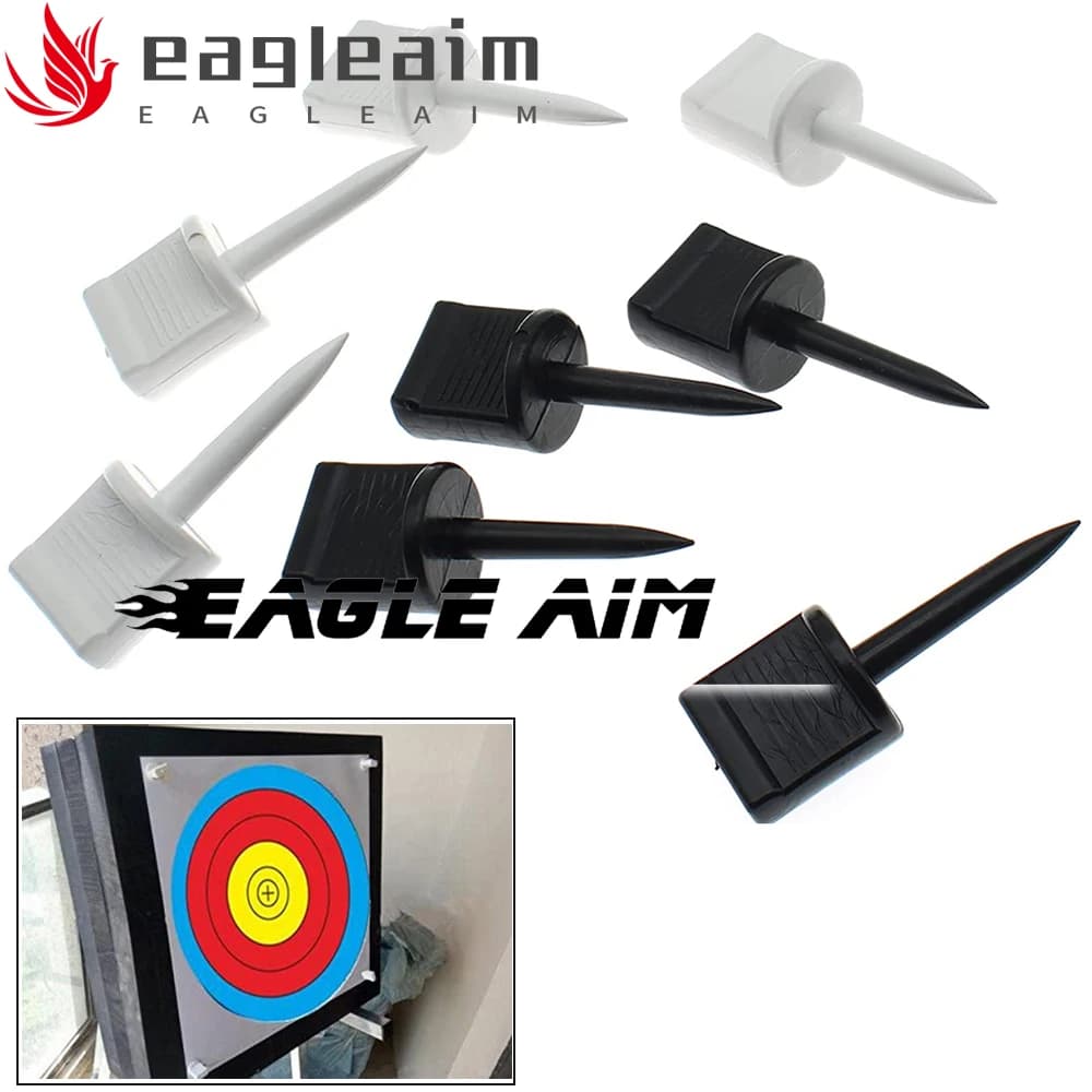 Target Face Pins 12PCS Nylon Archery Paper Target Target Nail for Hold Paper Targets on Foam White+Black 5.3cm Plastic Hunting
