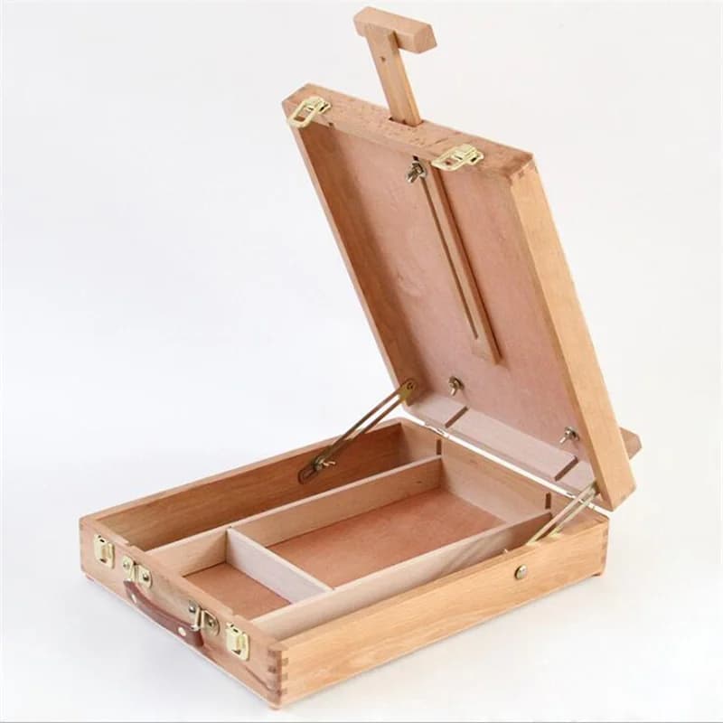 Grande scatola portatile in legno per pittura a olio, blocco schizzi, cavalletto, schizzo, tavolo da disegno, cassetta degli attrezzi per pittura, scatola di immagazzinaggio per pittura per artista