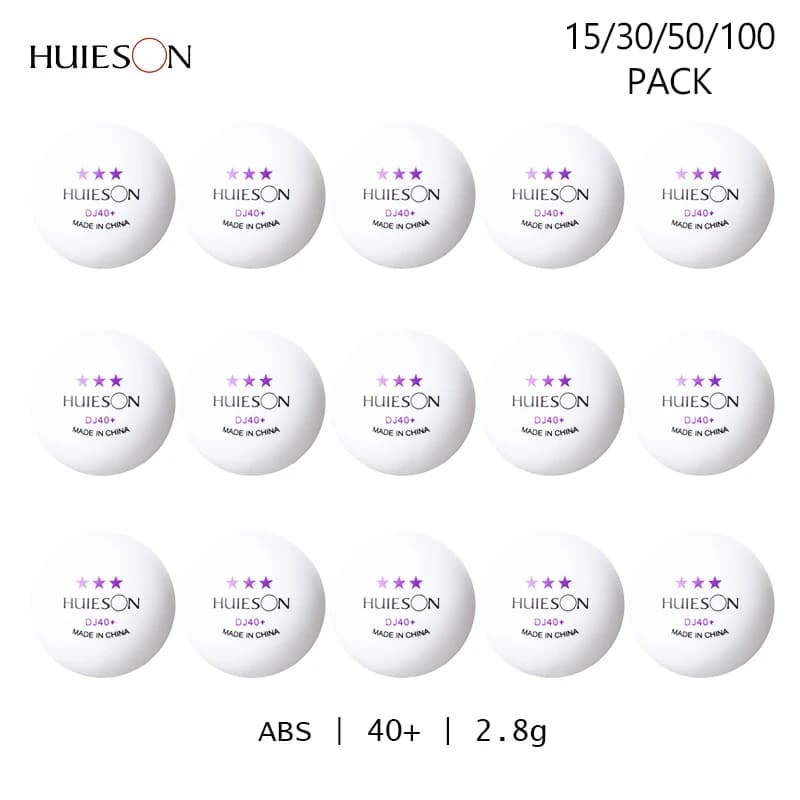 Palline da ping pong Huieson 3 stelle DJ 40+ ABS Nuove palline da ping pong Confezione da 100/50/30/15