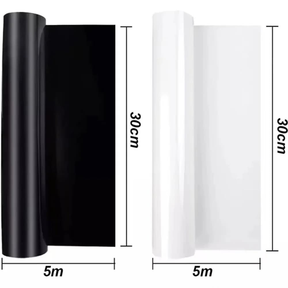 2 rotoli da 30 cm x 5 m Vinile a trasferimento termico in PU bianco e nero Ferro su vinile Vinile facile da tagliare e pressa a caldo per le erbacce per camicie fai da te