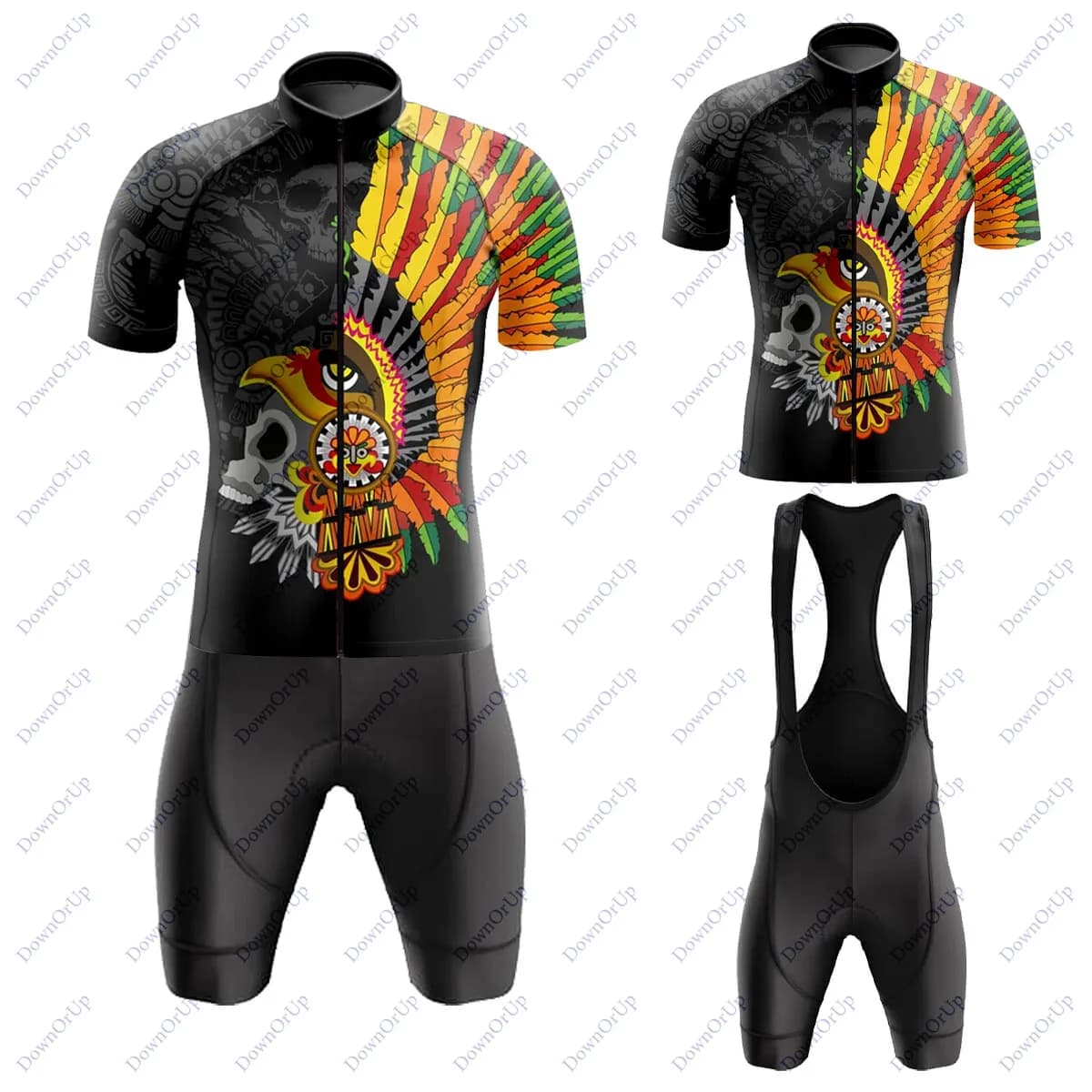 Men's Summer Cycling Jersey Mexico Set MTB Cycling Uniforms Cycling Knife Shorts with Braces Bike Clothing Kit