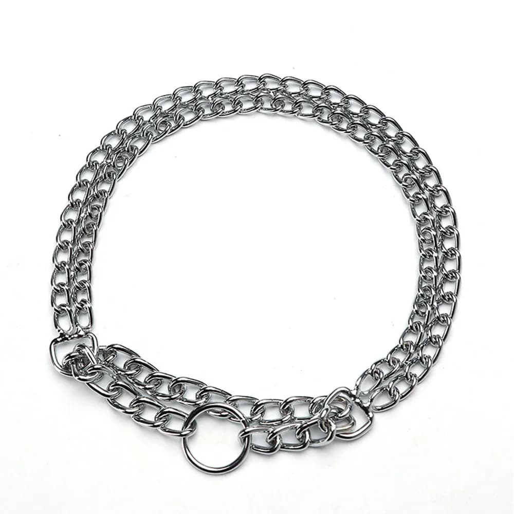 Collare girocollo per cani Heavy Duty Double Chain Neckalce Pet Slip Check Twist Link collare per cani cromato decorazioni di moda accessori Traning