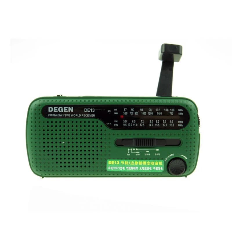 DEGEN DE13 Flashlight FM Sun Alarm Clock Radio Can Power Your Phone Emergency Radio Portable FM MW SW Crank Radio Receiver