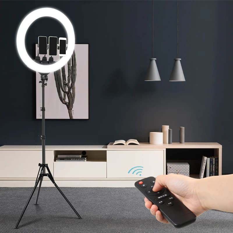 22inch/55cm Fotografica di Illuminazione Dimmerabile Ha Condotto La Luce Anello Con 2M Basamento Del Telefono Clip di Carica Della Lampada Anello di diamanti per Selfie Video di Trucco