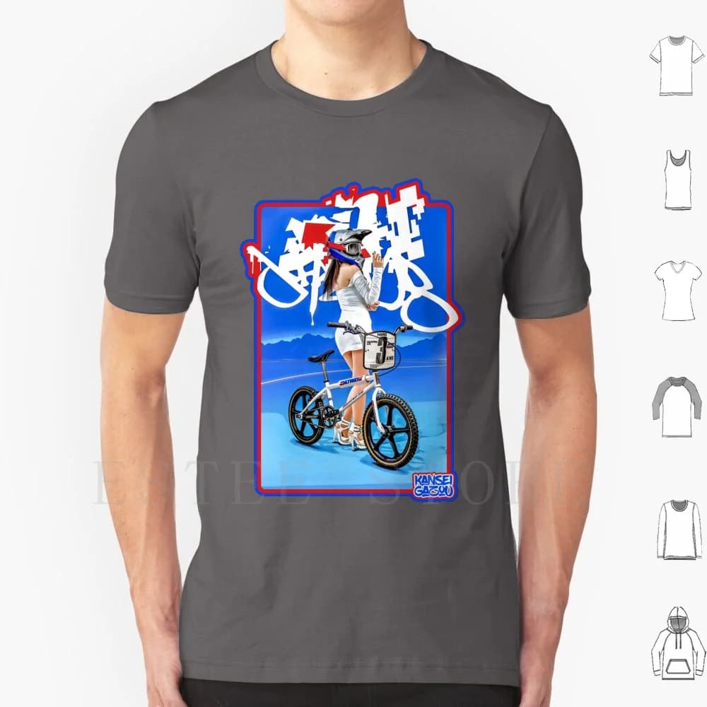 Akg Skyway T Shirt Cotone da uomo Stampa fai da te Bmx Retro Girls Skyway Bmx Casco da corsa Bici Bicicletta Kansei Gazou Ciclismo anni '80 anni '90