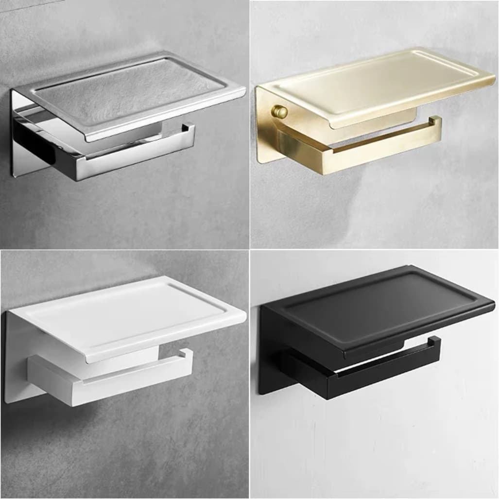 Black/Silver 304 Stainless Steel Tissue Holder Roll Paper Hook Bathroom Toilet Paper Towel Storage Rack for Hotel Household